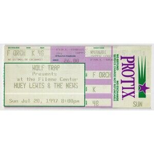 Vintage 1997 Huey Lewis Concert Ticket Stub Vienna VA